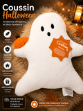 Coussin Décoratif Fantôme Halloween Blanc – Déco Maison Automne 33x40cm